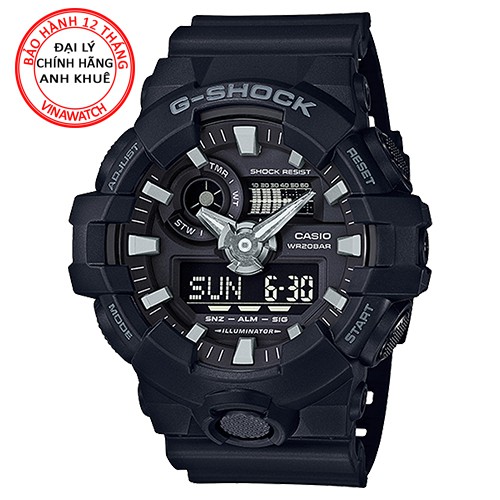 Đồng hồ Nam G-Shock Casio dây nhựa kim-điện tử GA-700-1BDR - Chính hãng Casio Anh Khuê