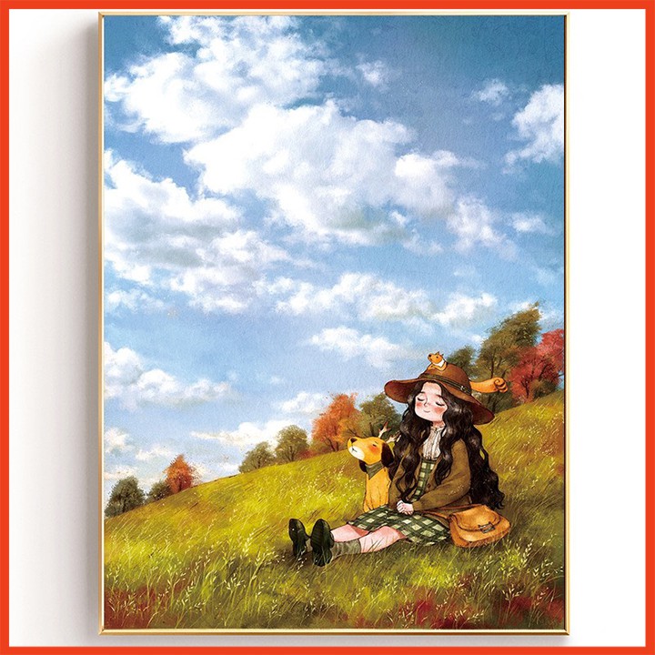 Thảm treo tường trang trí decor phòng dễ thương tặng kèm móc treo và miếng dán kích thước 70x100cm