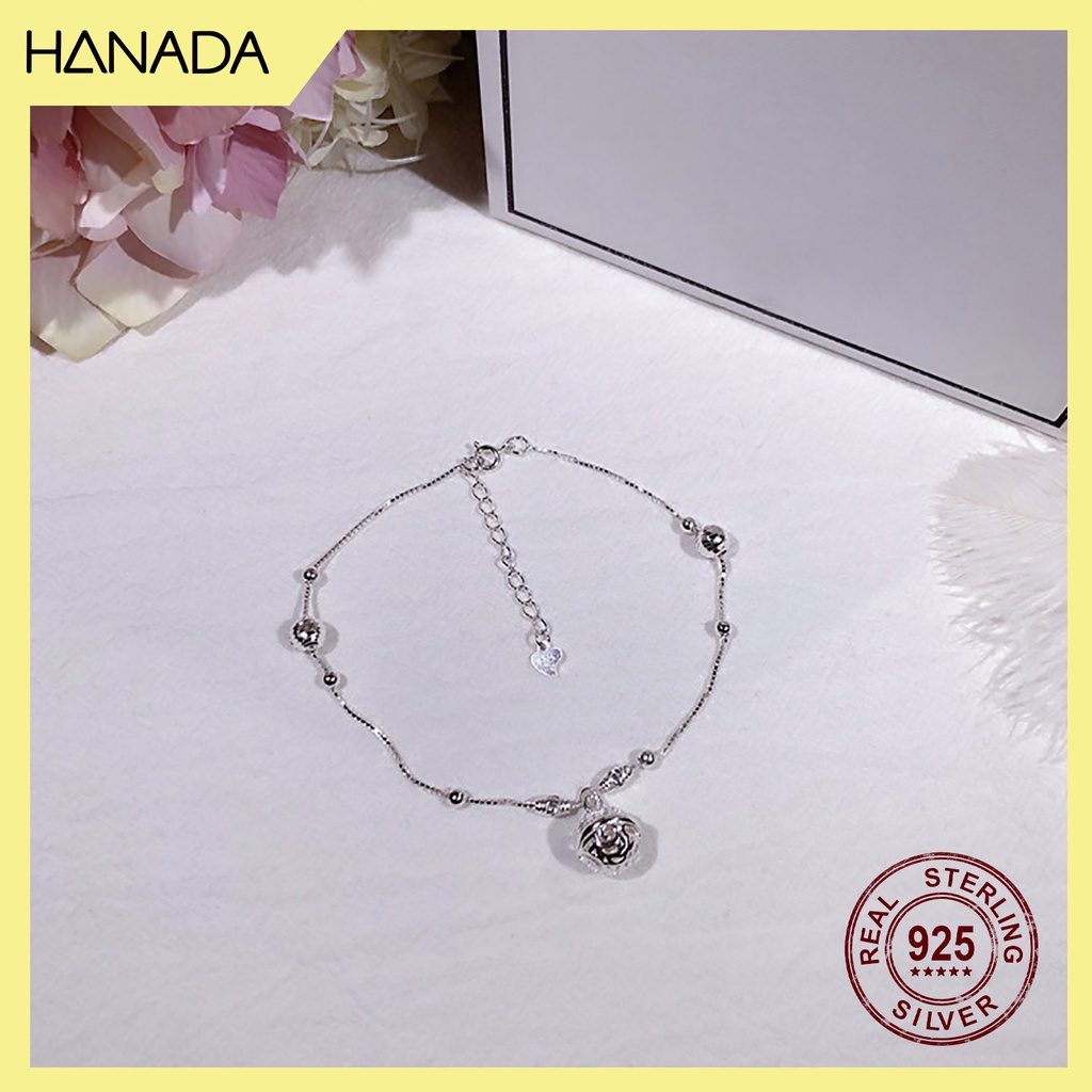 Lắc Chân Bạc Cao Cấp 925 Hanada Vòng Chân Bạc Quả Châu Tròn Đơn Giản Phối Bi 0600 G20