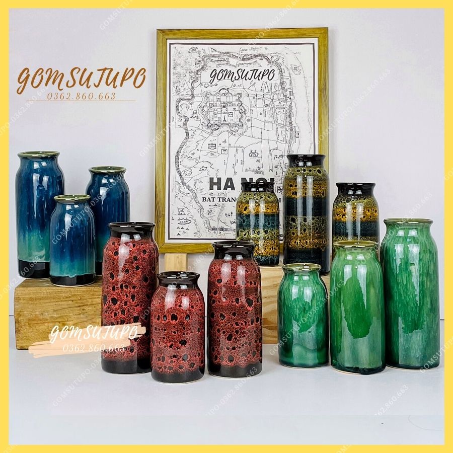 SET 3 LỌ HOA men hoả biến - Gốm sứ Bát Tràng - gomsutupo - Decor Siêu Xinh - Gốm Sứ TUPO