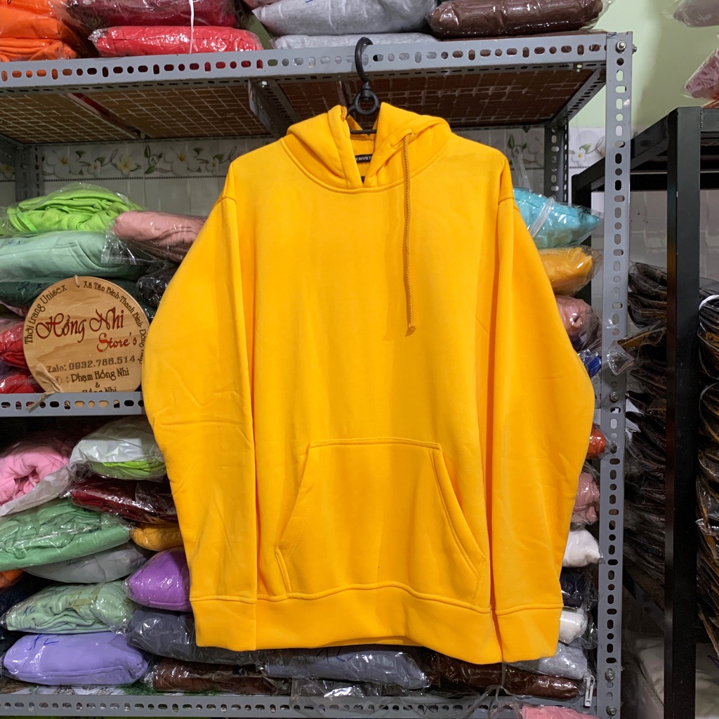 Áo Khoác Hoodie Trơn Ulzzang Unisex Màu Vàng Chất Nỉ Bông Cao Cấp Dáng Rộng Nam Nữ - MM