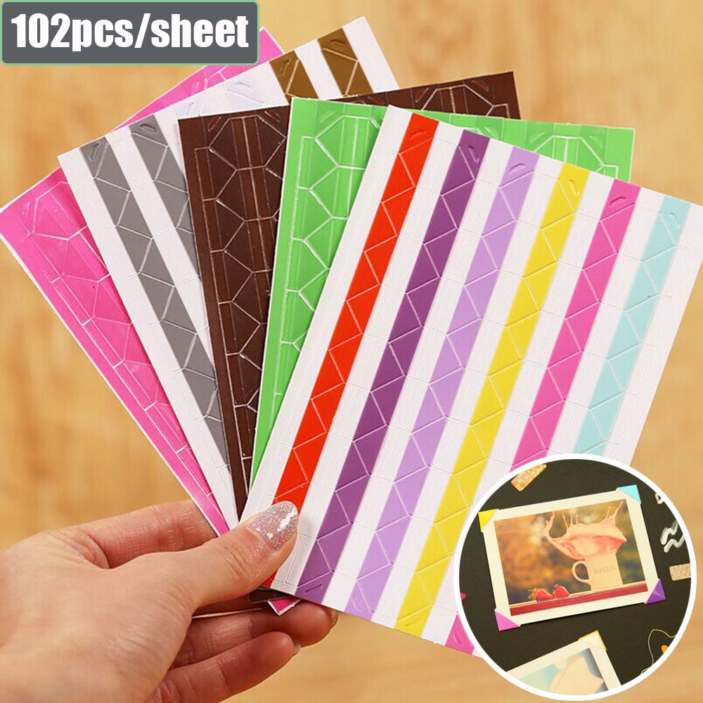 10 sheets DIY Colorful Photo Corner Scrapbook Paper Photo Albums Frame Picture Decoration PVC Stickers