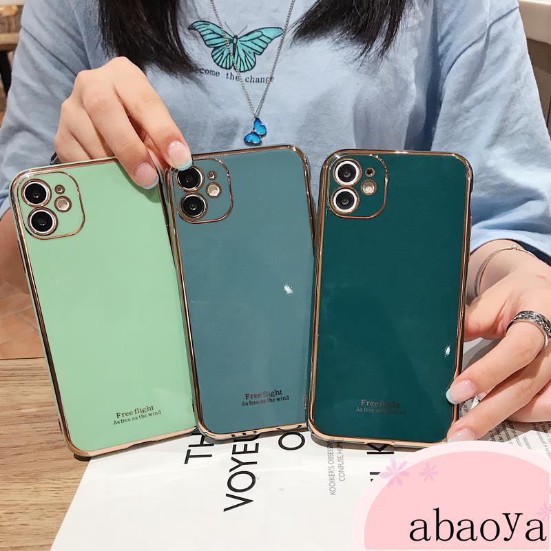 Ốp lưng iphone viền vuông Mạ Vàng iphone 12 Pro Max Mini SE 2020 11 Pro Max XS XR 8 7 6 6s Plus