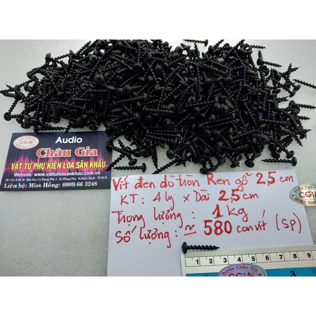 Vít dù đen 2.5cm 1kg Audio Châu Gia