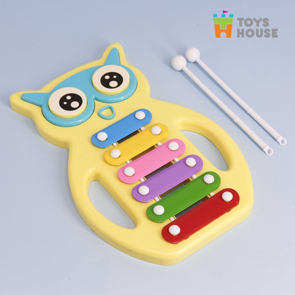 [ẢNH THẬT + VIDEO] Đồ chơi nhạc cụ - Đàn gõ Xylophone hình cú mèo đáng yêu Toyshouse màu vàng