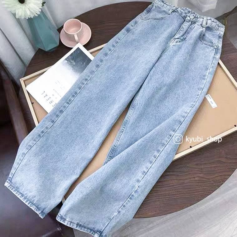 Quần jean ống suông Nữ lưng cao Kyubi Jeans BJR39.GENI - Quần jeans ống rộng nữ Siêu Cao Dài 110cm (Có BigSize) | WebRaoVat - webraovat.net.vn