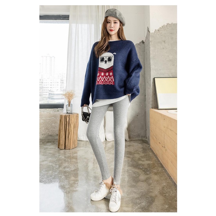 Quần legging cotton nguyên chất dày dặn dáng ôm thời trang thu đông dành cho mẹ bầu mặc bên ngoài
