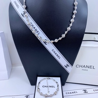 Sét dây chuyền + lắc bi mạ vàng trắng