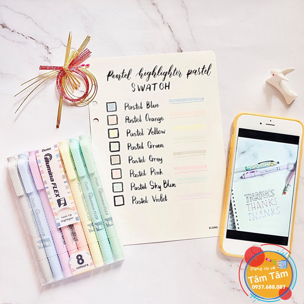 [ TÂM TÂM ]-Bút Dạ Quang 2 Đầu Pentel Màu Pastel/ Pentel Pastel Highlighter -