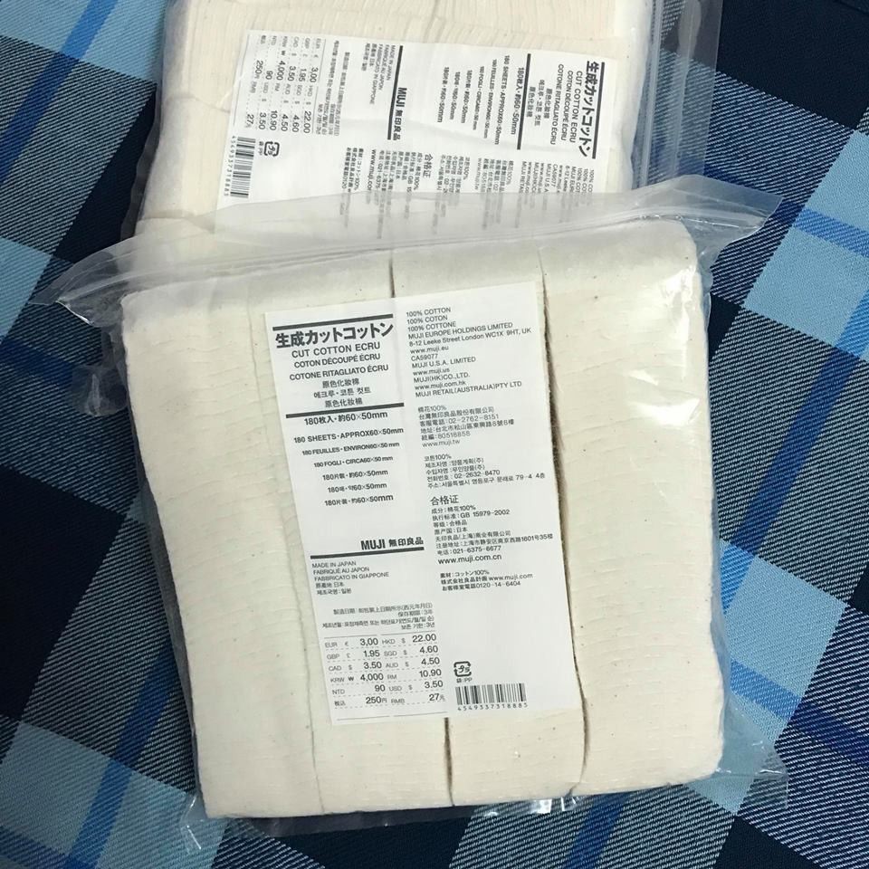 Bông Tẩy Trang MUJI Hữu Cơ Nội Địa Nhật | Tẩy Trang MUJI Organic Cotton 180 Miếng