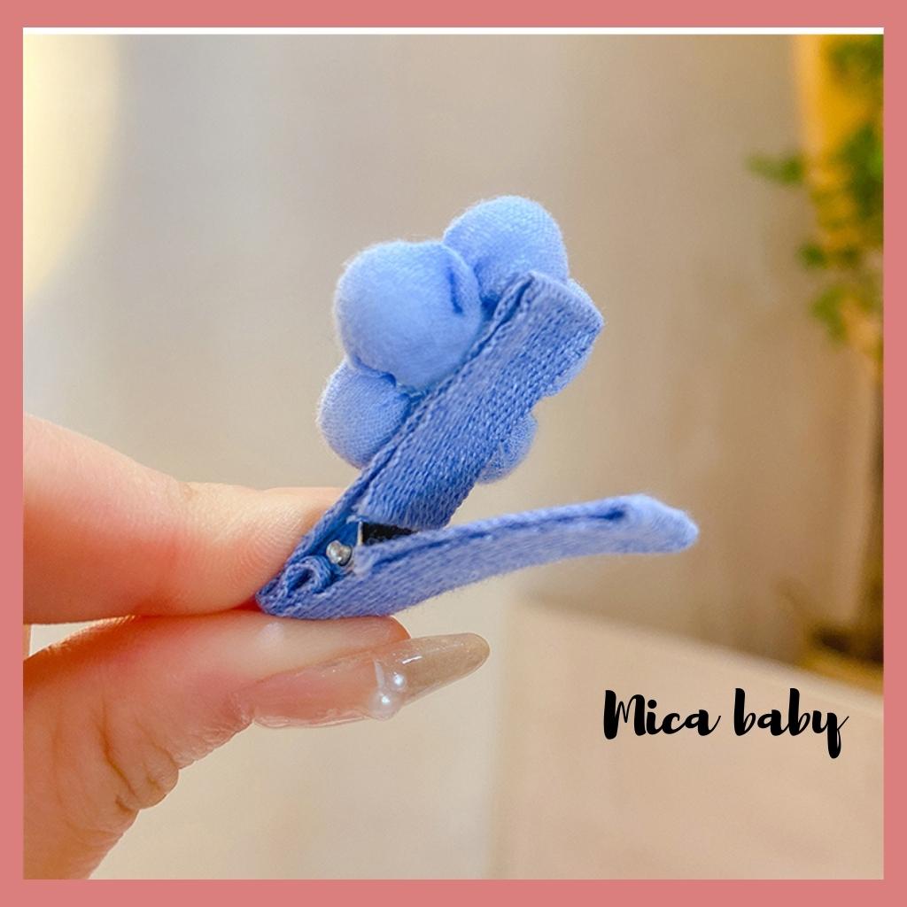Set 3 kẹp tóc bọc vải gắn hình hoa dễ thương cho bé gái KT33 Mica Baby