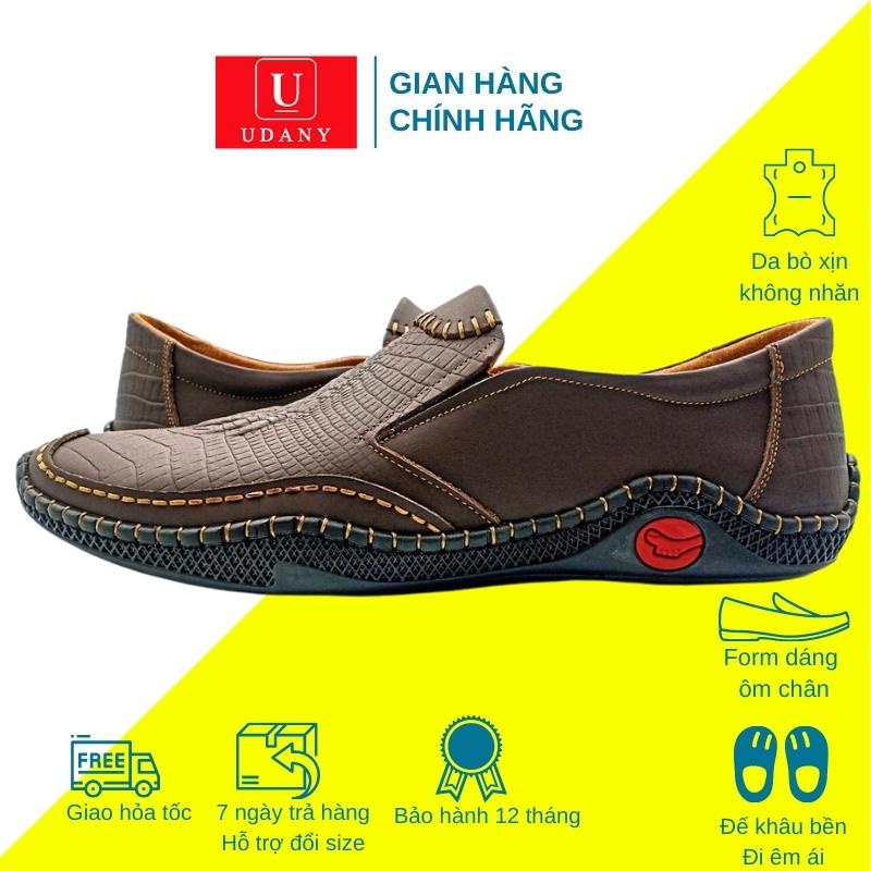 Giày Lười Nam Da Bò Vân Vuốt Cá Sấu Cao Cấp UDANY - GLN25