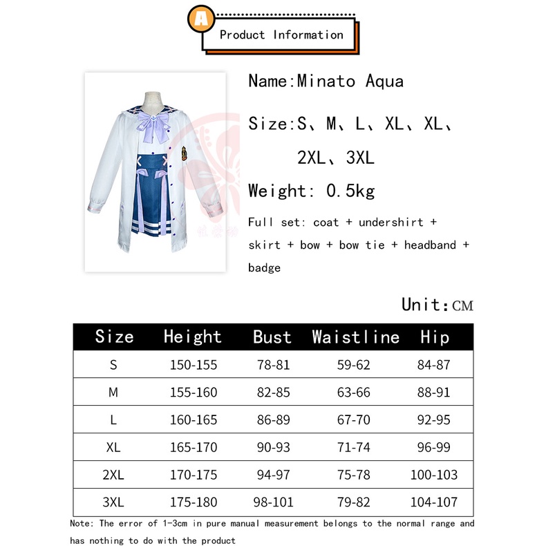 Hololive Minato Aqua Vtuber trang phục cosplay Anime Phim Hoạt Hình Cosplay Tóc Giả Trang Phục Trang Phục Người Phụ Nữ