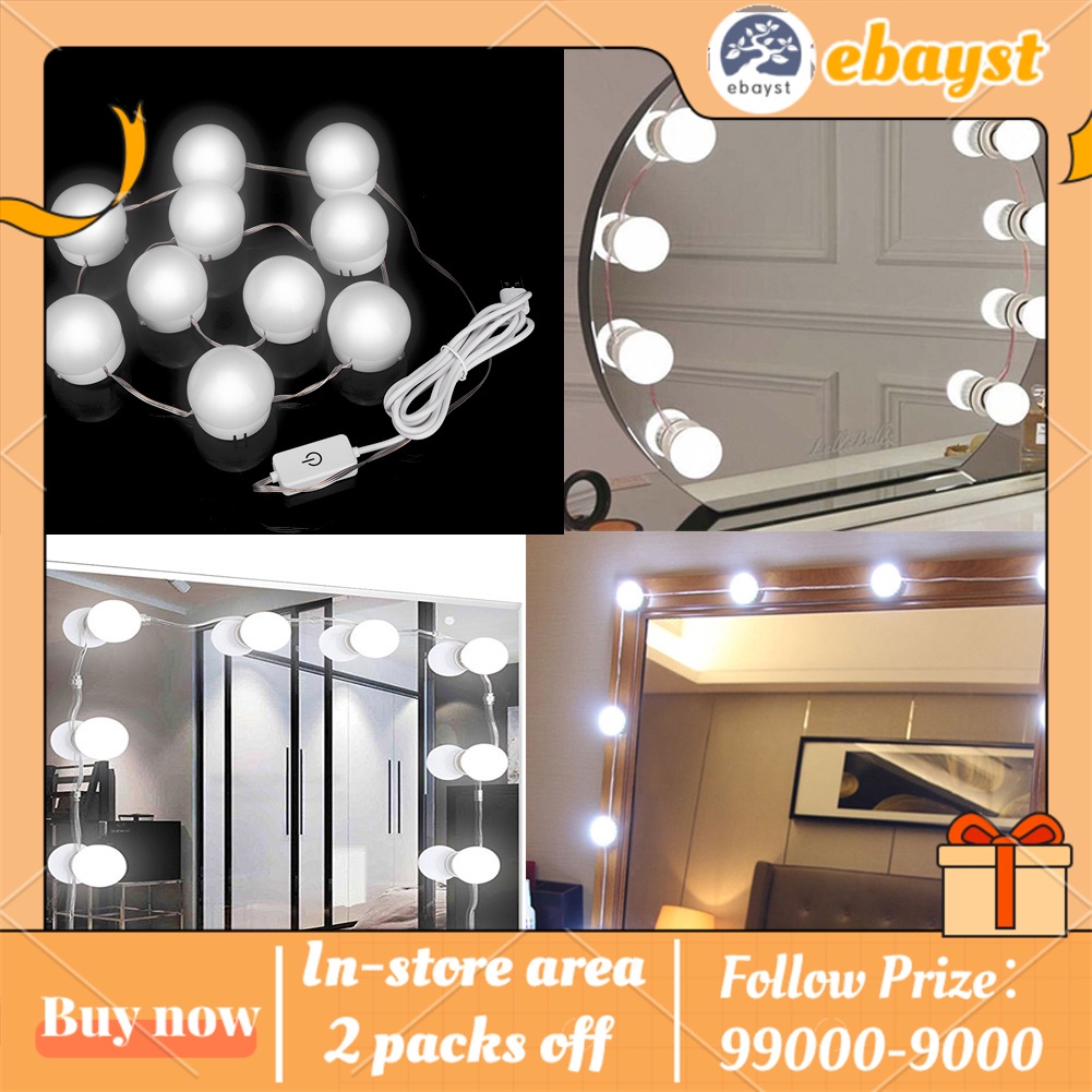 Bộ 10 bóng đèn LED 3 màu gắn gương trang điểm chất lượng cao