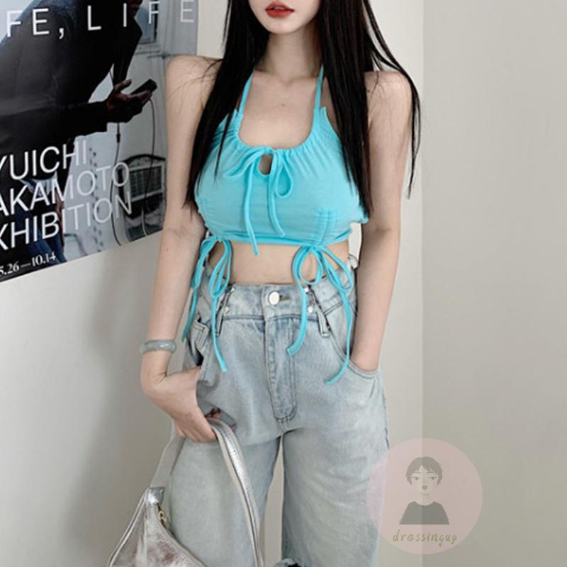 Áo Tank Top Không Tay Hở Lưng Màu Sắc Đơn Giản Dành Cho Nữ