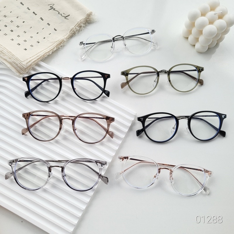 Kính giả cận, gọng kính cận tròn nhựa phối kim loại cao cấp 01288 chống ánh sáng xanh, UV400 Jolie eyewear