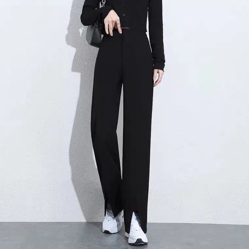 Quần ống rộng xẻ gấu lưng cao khoá thẳng siêu hách dáng mã mới _088