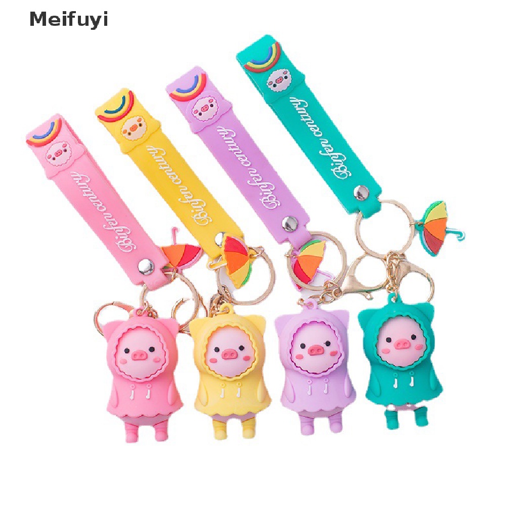 Móc khóa hình chú heo mặc áo mưa bằng kim loại dễ thương VN439