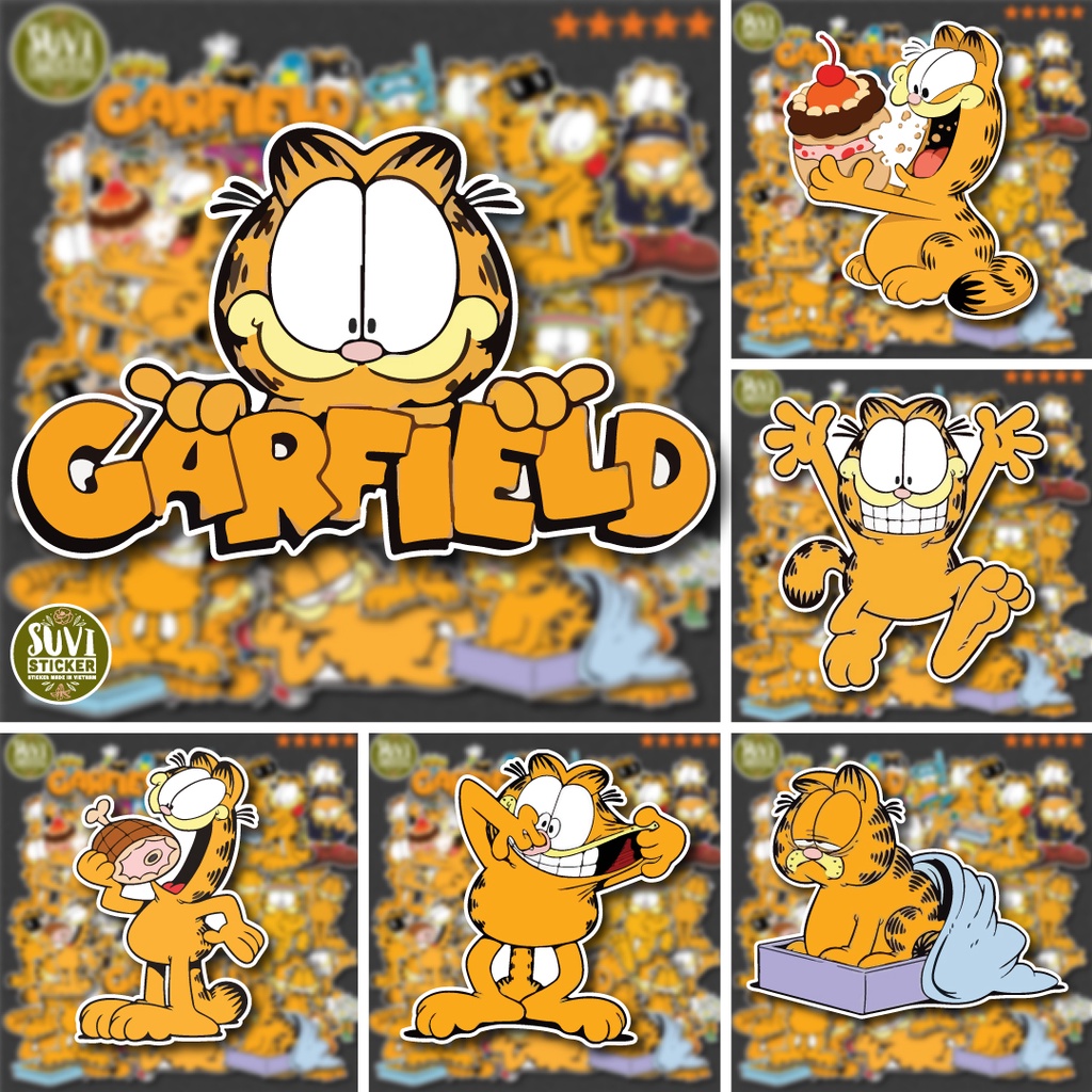 50 Sticker Garfield chống nước sticker dán mũ bảo hiểm, laptop, điện thoại, đàn guitar, vali. MSP: NS47