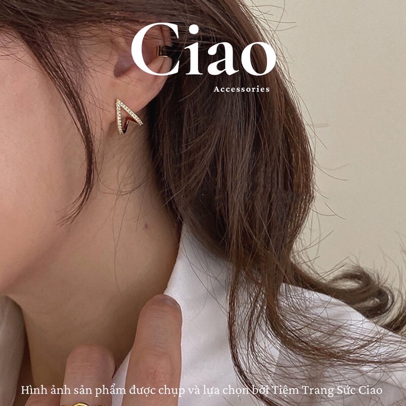 [HOẢ TỐC 1H] Khuyên tai/ Bông tai mạ bạc S925 thiết kế hình tim ngược Orla Ciao