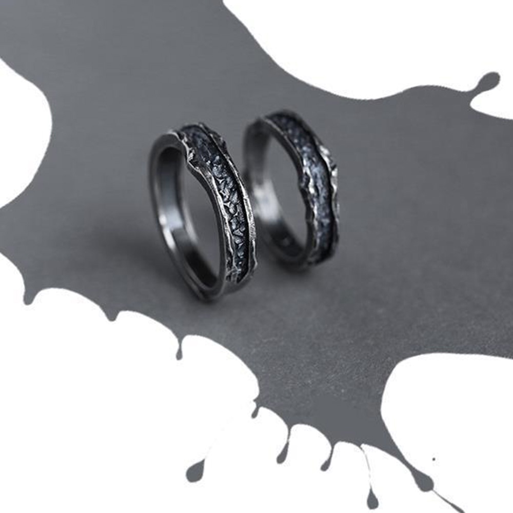 Nhẫn Cưới Màu Đen Cổ Điển Phong Cách Retro Cho Cặp Đôi