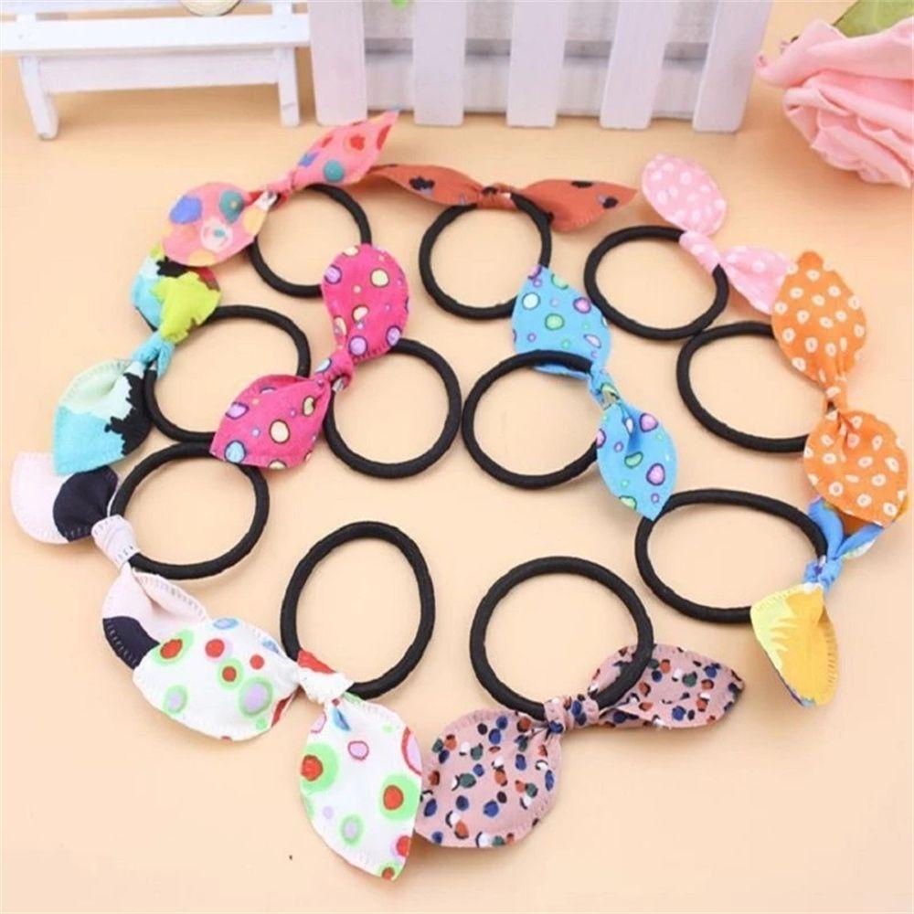 Set 10 Dây Cột Tóc Đuôi Ngựa Co Giãn Màu Sắc Ngẫu Nhiên