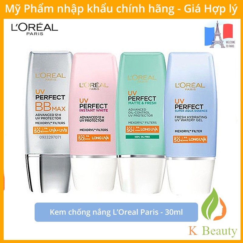 Kem Chống Nắng Bảo Vệ, Dưỡng Da Loreal - L'Oreal Paris UV Perfect SPF50+ PA++++ 30ml (Phân Loại)