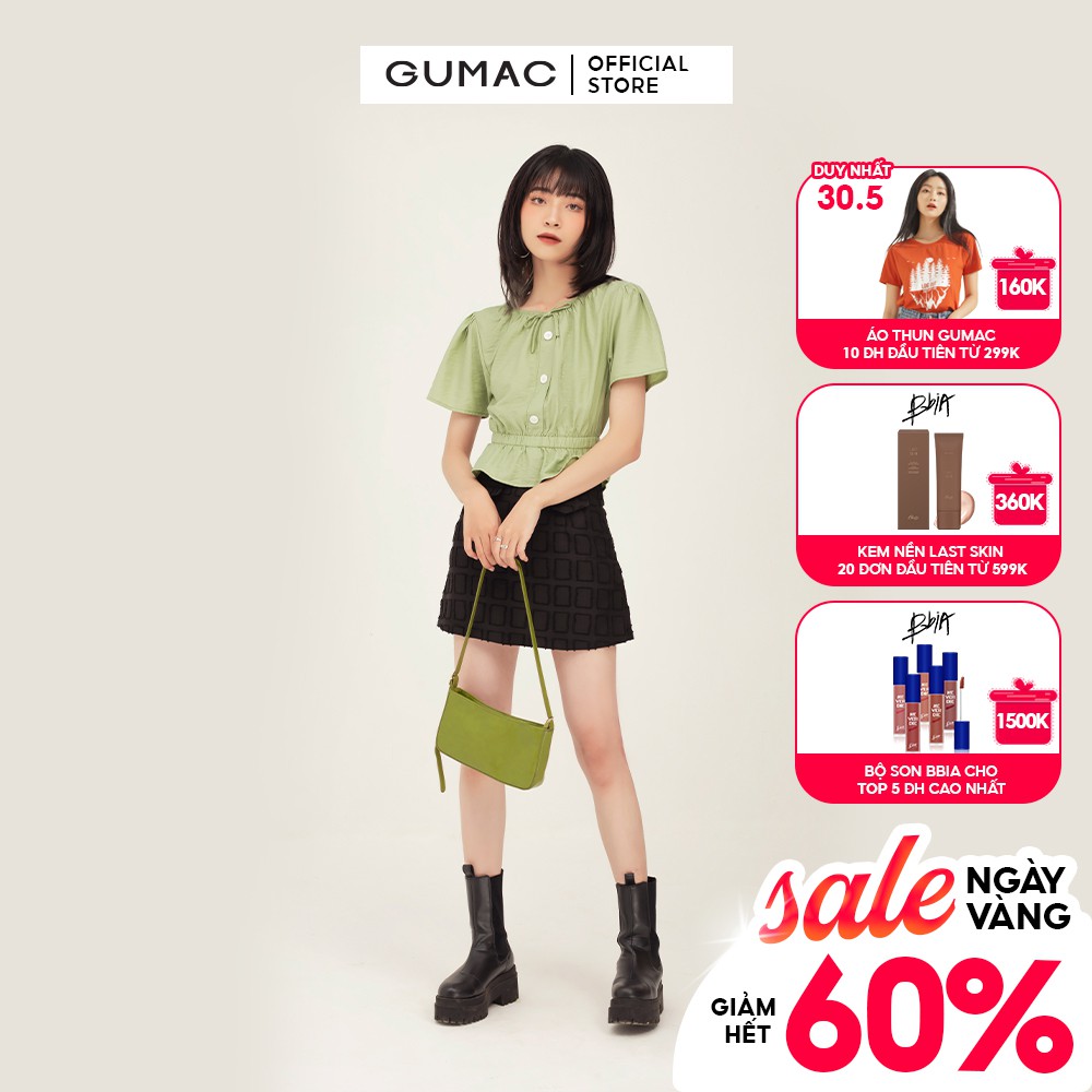 Áo croptop nữ bo chun GUMAC phong cách unisex cá tính nhiều màu AB366