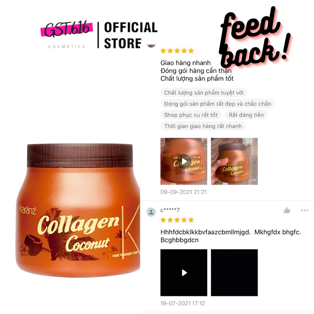 Ủ tóc Karanz Collagen hấp phục hồi dưỡng tóc sâu óng ả mượt mà