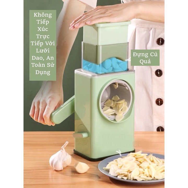Máy Thái Lát Rau Củ - Thái Lát Bào Cắt Củ Quả Đa Năng Kèm 6 Lưỡi Dao Cắt