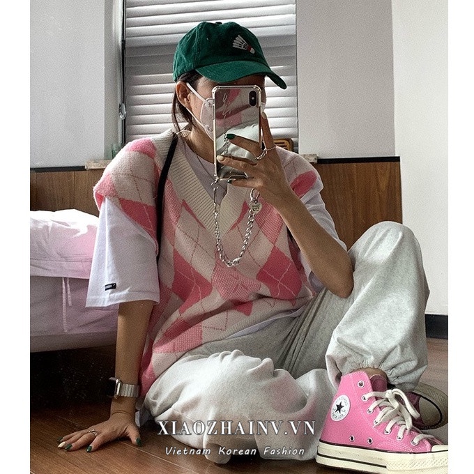 Áo len không tay cổ chữ V họa tiết sọc caro thời trang cho nữ
 | BigBuy360 - bigbuy360.vn