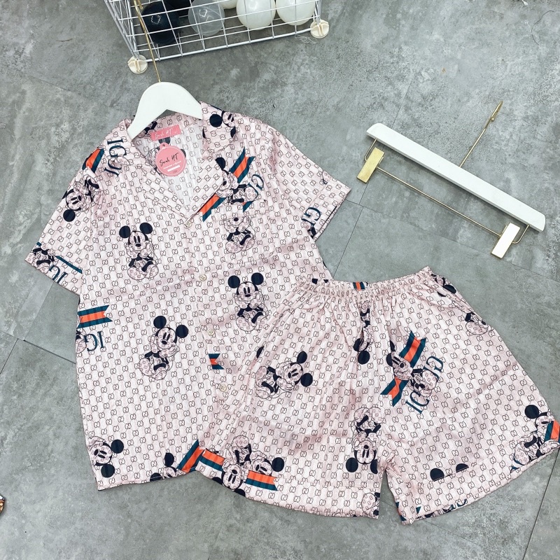 Bộ Pijama Bộ Ngủ Mặc Ở Nhà Chất Lụa kẻ Mặc Dễ Chịu Thoáng Mát Hàng Thiết Kế Cao Cấp