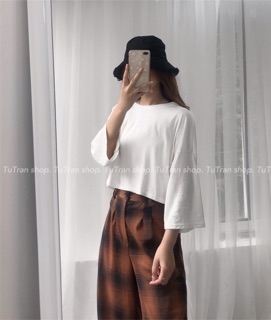 áo croptop tay lửng ảnh thật