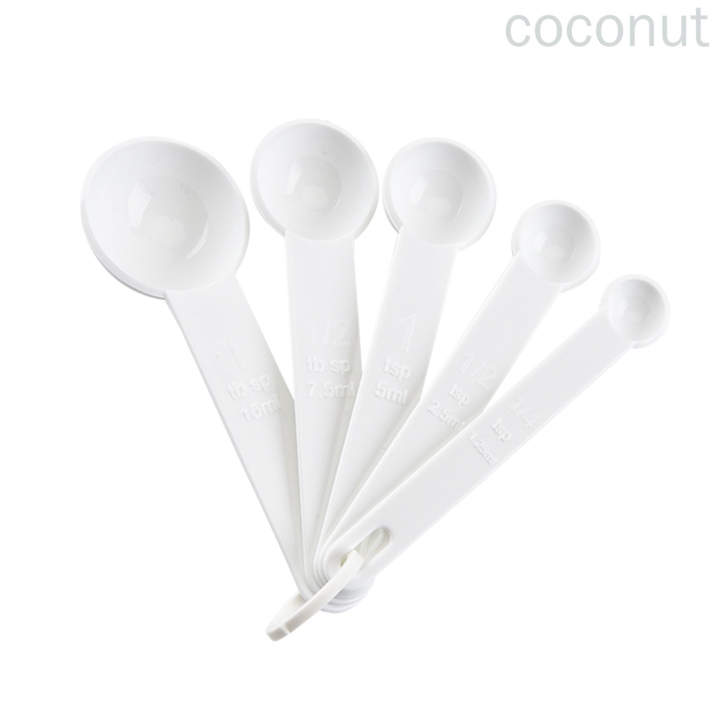 Set 5 Muỗng Đo Lường Gia Vị Bằng Nhựa Màu Trắng Tiện Dụng Cho Nhà Bếp Diy