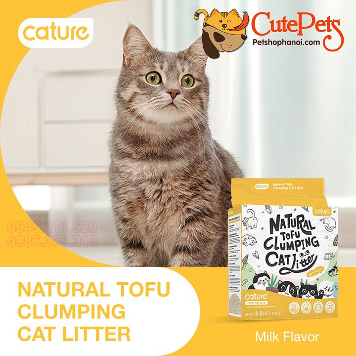 Cát đậu phụ Cature Natural Tofu 5.5L đổ được bồn cầu Dành cho mèo - Cutepets