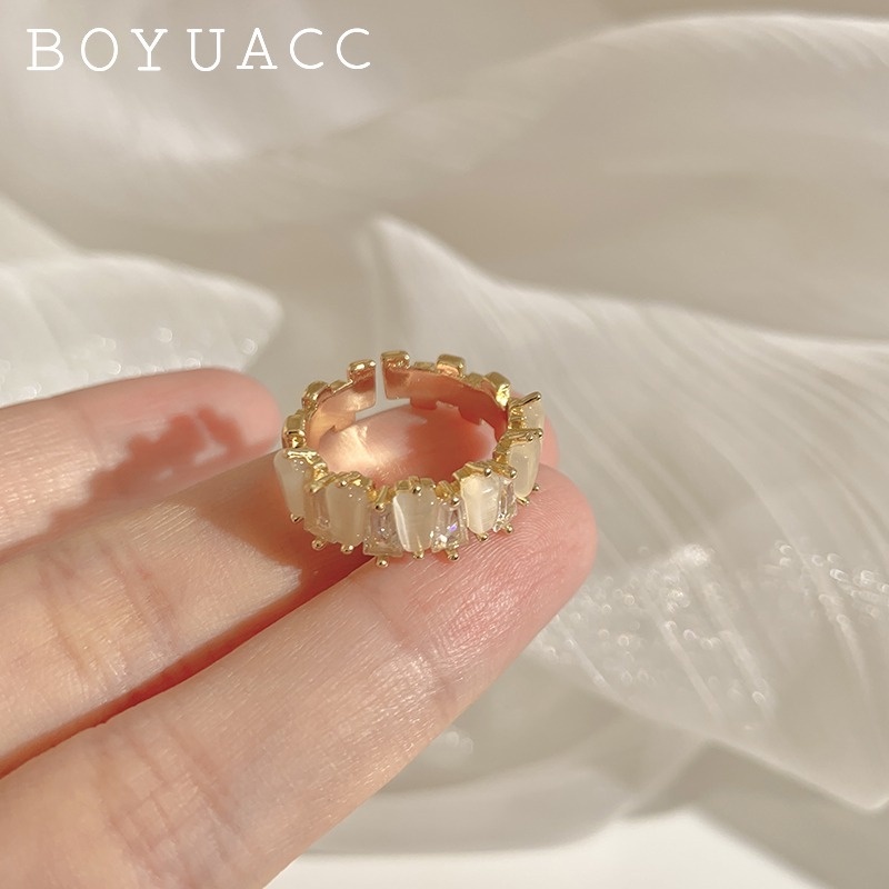 Nhẫn Hở Mạ Vàng Đính Đá Đơn Giản Thời Trang Hàn Quốc