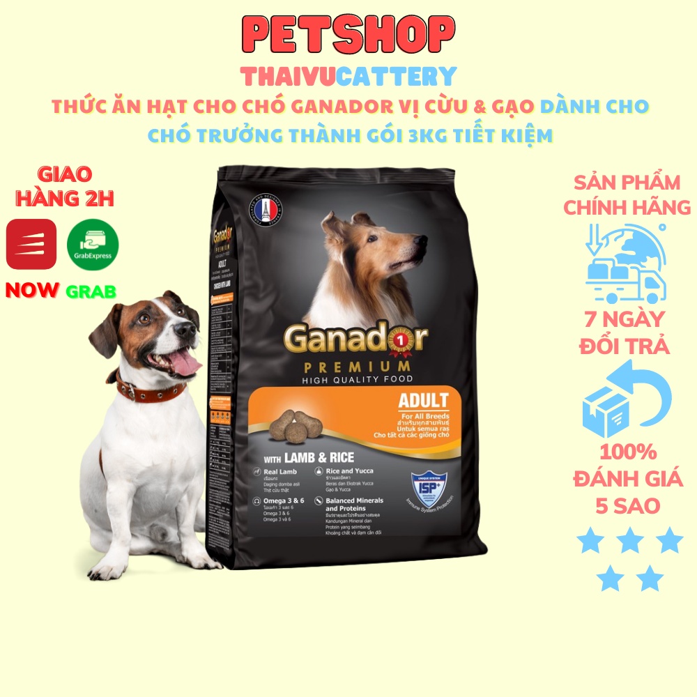 Thức ăn hạt Cho chó Trưởng Thành Ganador vị Cừu Gạo - RICE WITH LAMB GÓI TIẾT KIỆM 3Kg