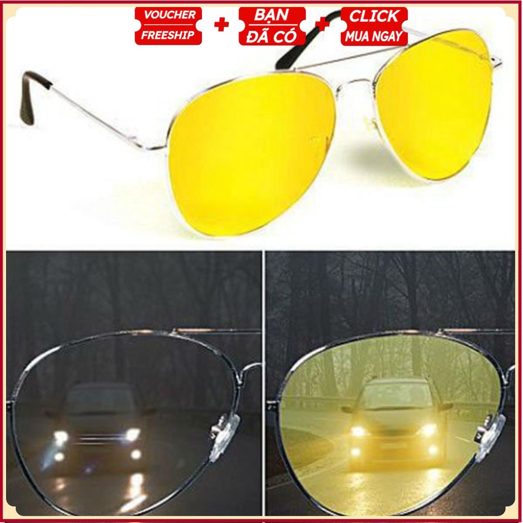 Combo Kính Đi Đường Ban Đêm - Thời trang + 01 Móc Treo