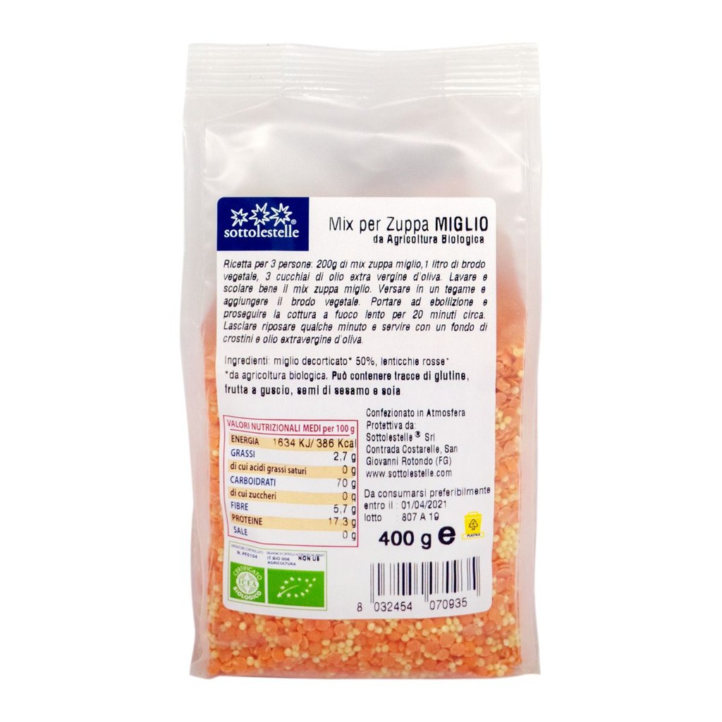 Hạt kê mix đậu lăng đỏ hữu cơ 400g Organic Millet mix Lentils