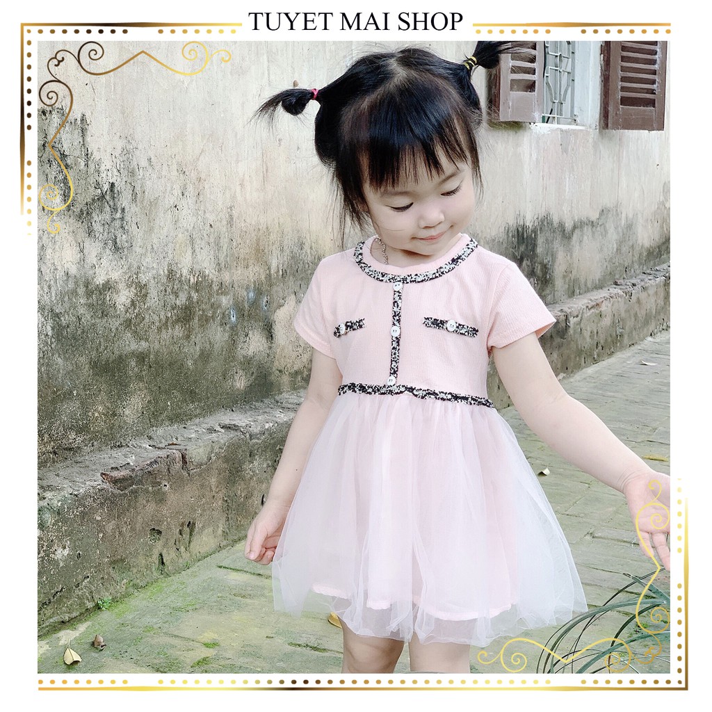 Váy công chúa cho bé gái ngắn phối viền [0-4 tuổi]