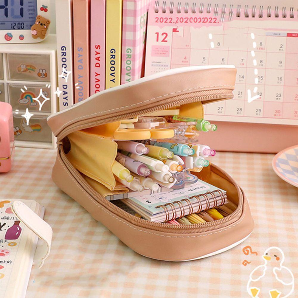 Túi Đựng Bút Chì Kẻ Ô Vuông Trong Suốt Sức Chứa Lớn Có Khóa Kéo