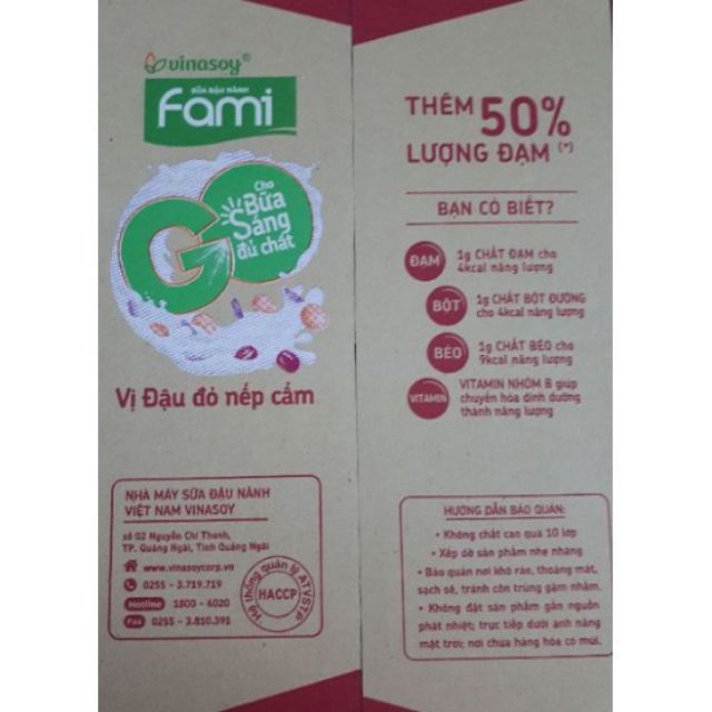 Thùng 36 Hộp Sữa fami Go Vị Đậu Đỏ Nếp Cẩm 200ml date tháng 4/2021