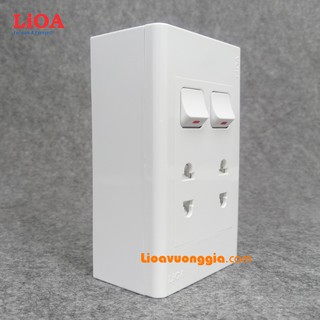 Combo 2 ổ cắm điện 2 chấu + 2 công tắc đèn lắp nổi LiOA