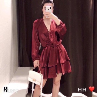 XẢ KHO - VÁY JUM LỤA TUYẾT MÀU ĐỎ CỰC XINH