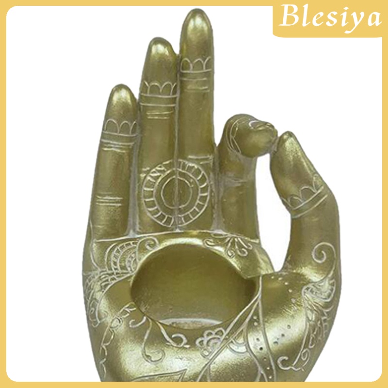 [BLESIYA] Buddha Yoga Candle Holder Mudra Hand Tabletop Tealight Decor Statues Home Office Yoga Studio Collectible Figurines Candlestick for Relieve Pressure