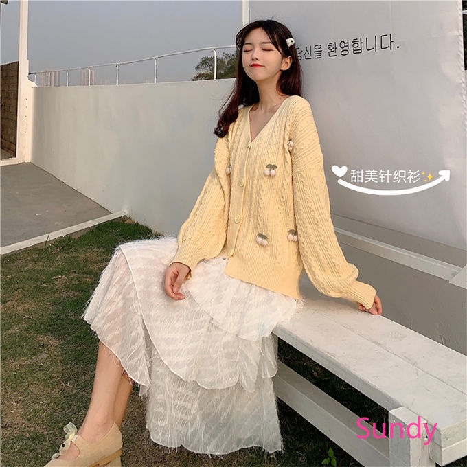 Áo Khoác Cardigan Dệt Kim Cổ Chữ V Thời Trang Mùa Thu Cho Nữ