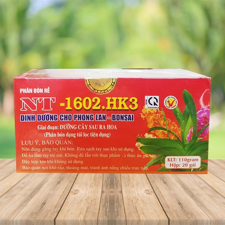 Phân bón HVP tan chậm 1602-HK1-HK2-HK3 (hộp 20 túi) dạng túi lọc, cung cấp dinh dưỡng cho phong lan, hoa kiểng