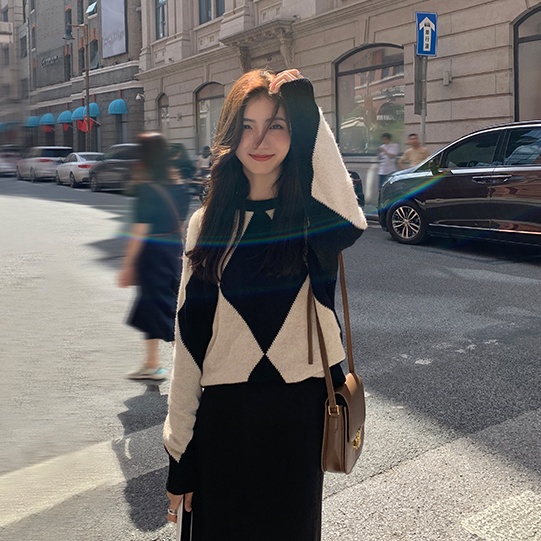 Porozi  Áo len tay dài cổ tròn  thời trang phong cách Hàn Quốc