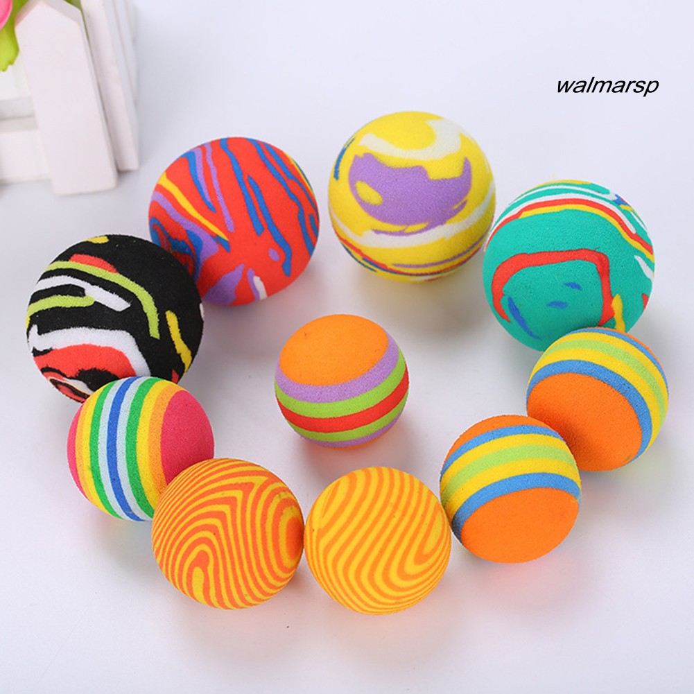 [Wal] 10Pcs Pet Cats Kitten Colorful Ball Bite Chew Scratch Funny Playing Toys Teaser