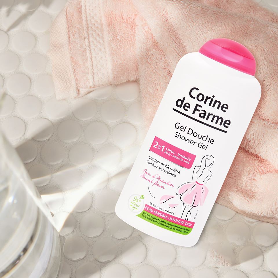 Sữa tắm Corine de Farme Intimate Gel Douche Shower Gel 2 in 1 250ml dùng cho body và vùng kín